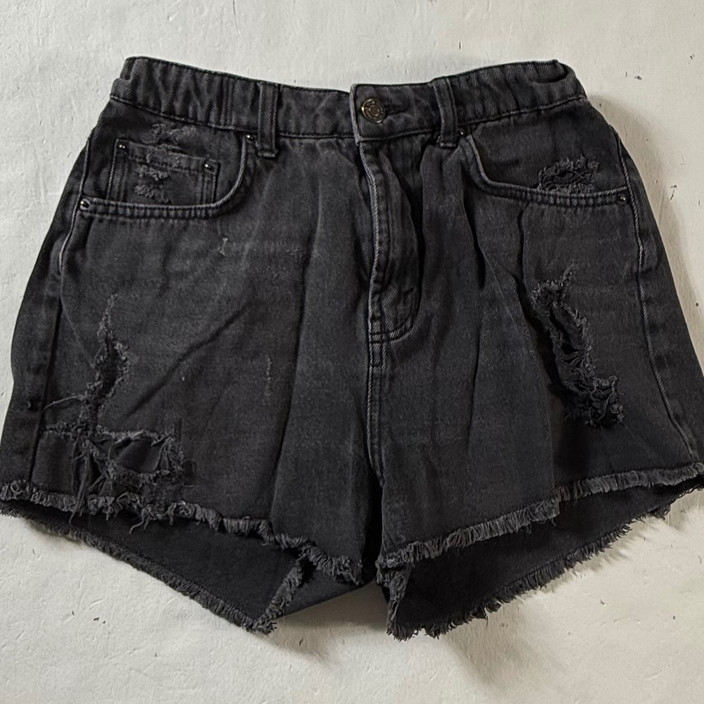 Wild Fable Denim Shorts Womens 8 Dark Gray High Rise Distressed Frayed Hem